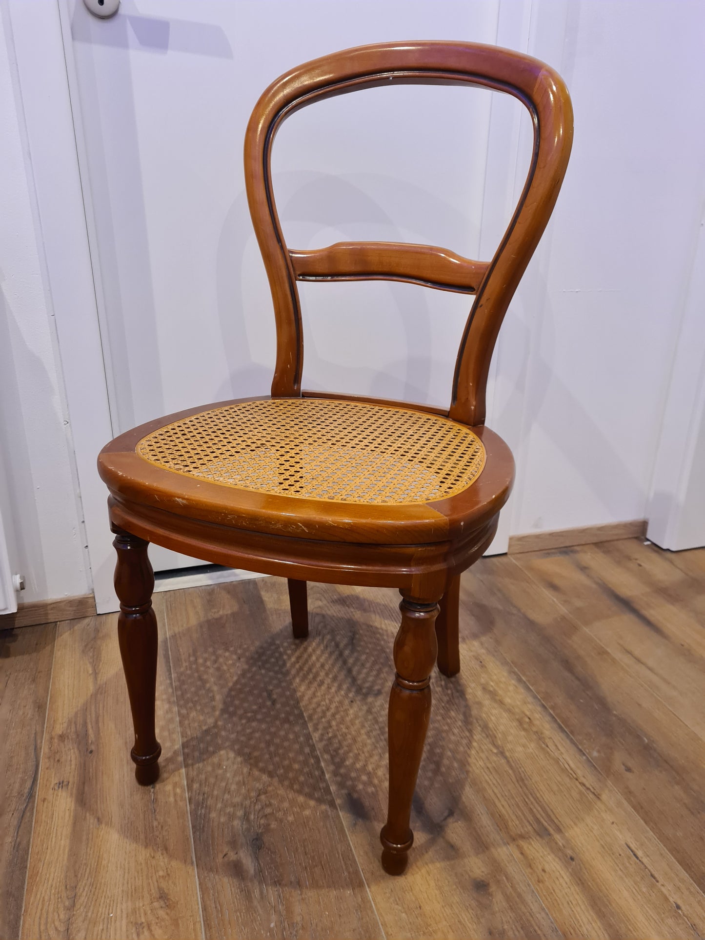 Barock Stuhl Holz Geflochten Antikes Mobiliar 92cm