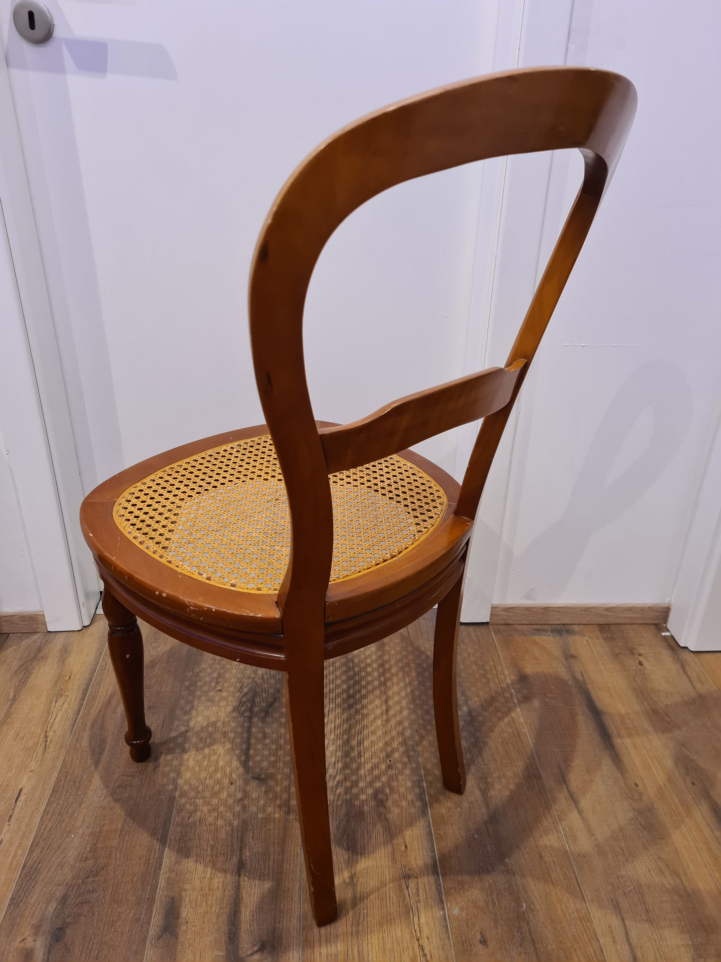 Barock Stuhl Holz Geflochten Antikes Mobiliar 92cm