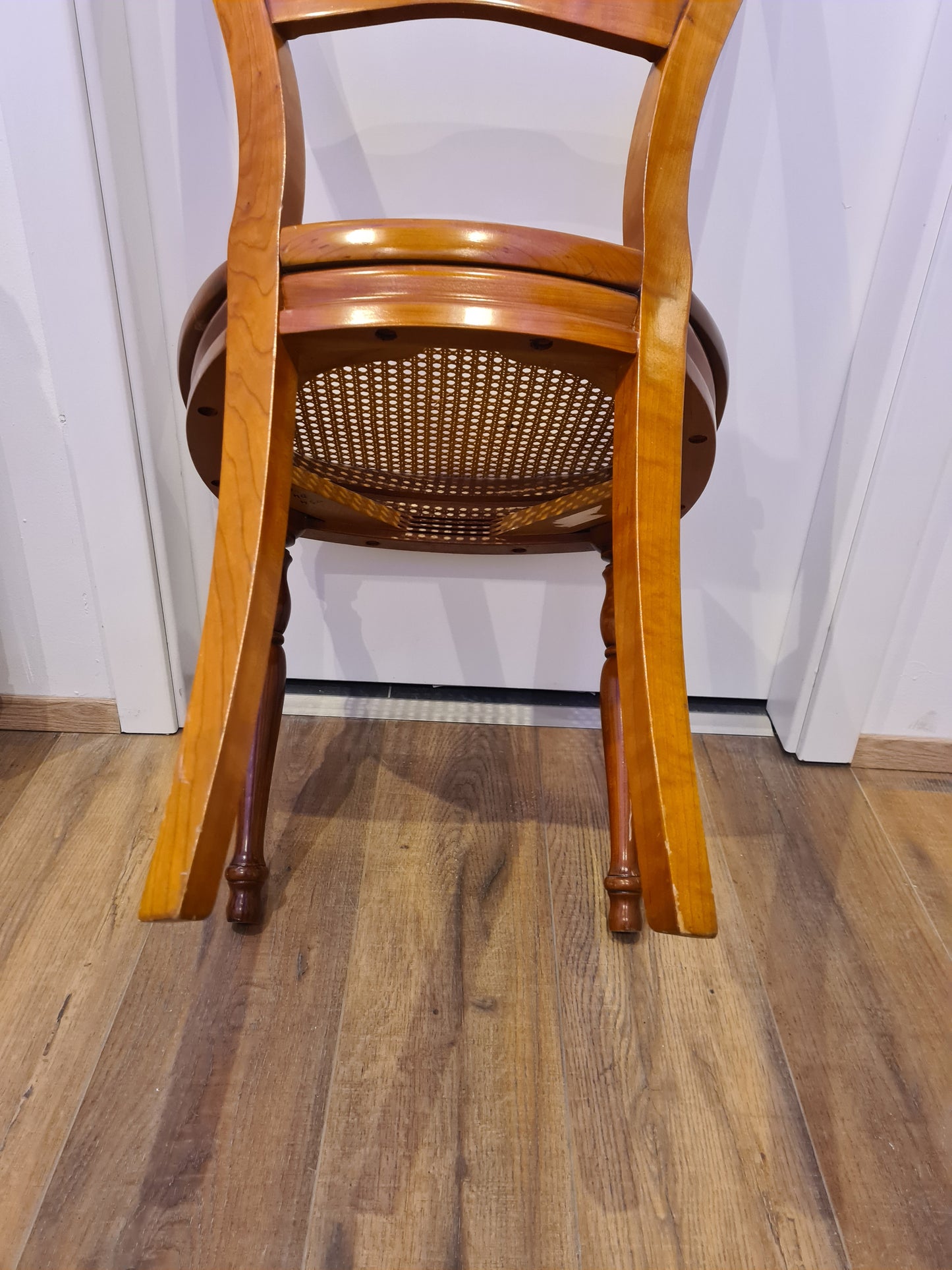 Barock Stuhl Holz Geflochten Antikes Mobiliar 92cm