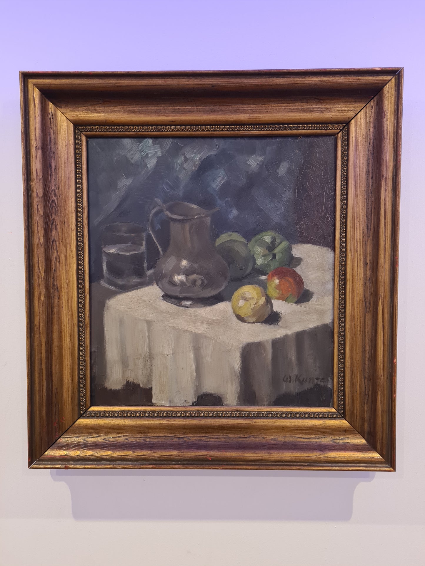 Ölgemälde Stillleben und Akt auf Holz Malerei Holzrahmen signiert 63x60cm