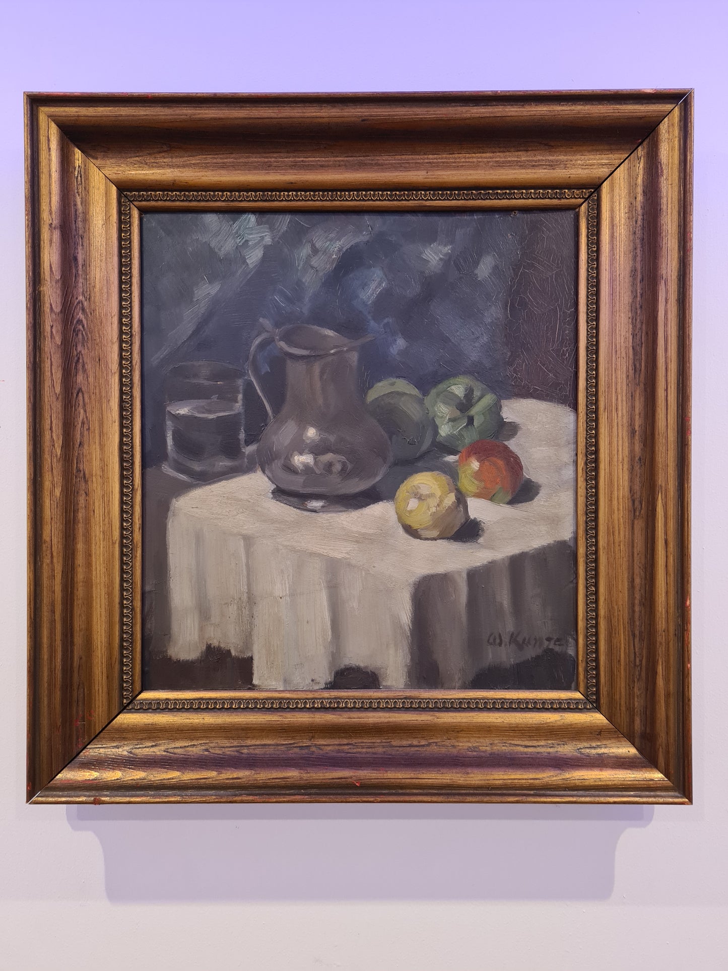 Ölgemälde Stillleben und Akt auf Holz Malerei Holzrahmen signiert 63x60cm