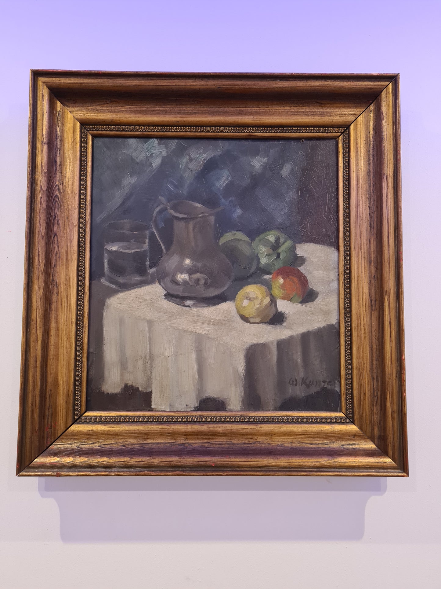 Ölgemälde Stillleben und Akt auf Holz Malerei Holzrahmen signiert 63x60cm