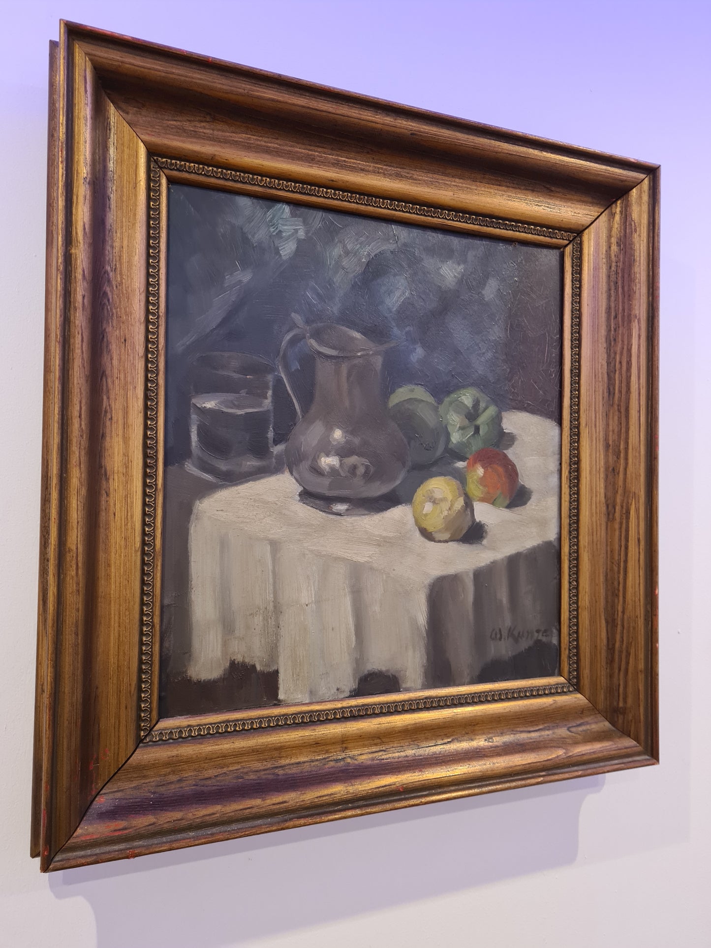 Ölgemälde Stillleben und Akt auf Holz Malerei Holzrahmen signiert 63x60cm