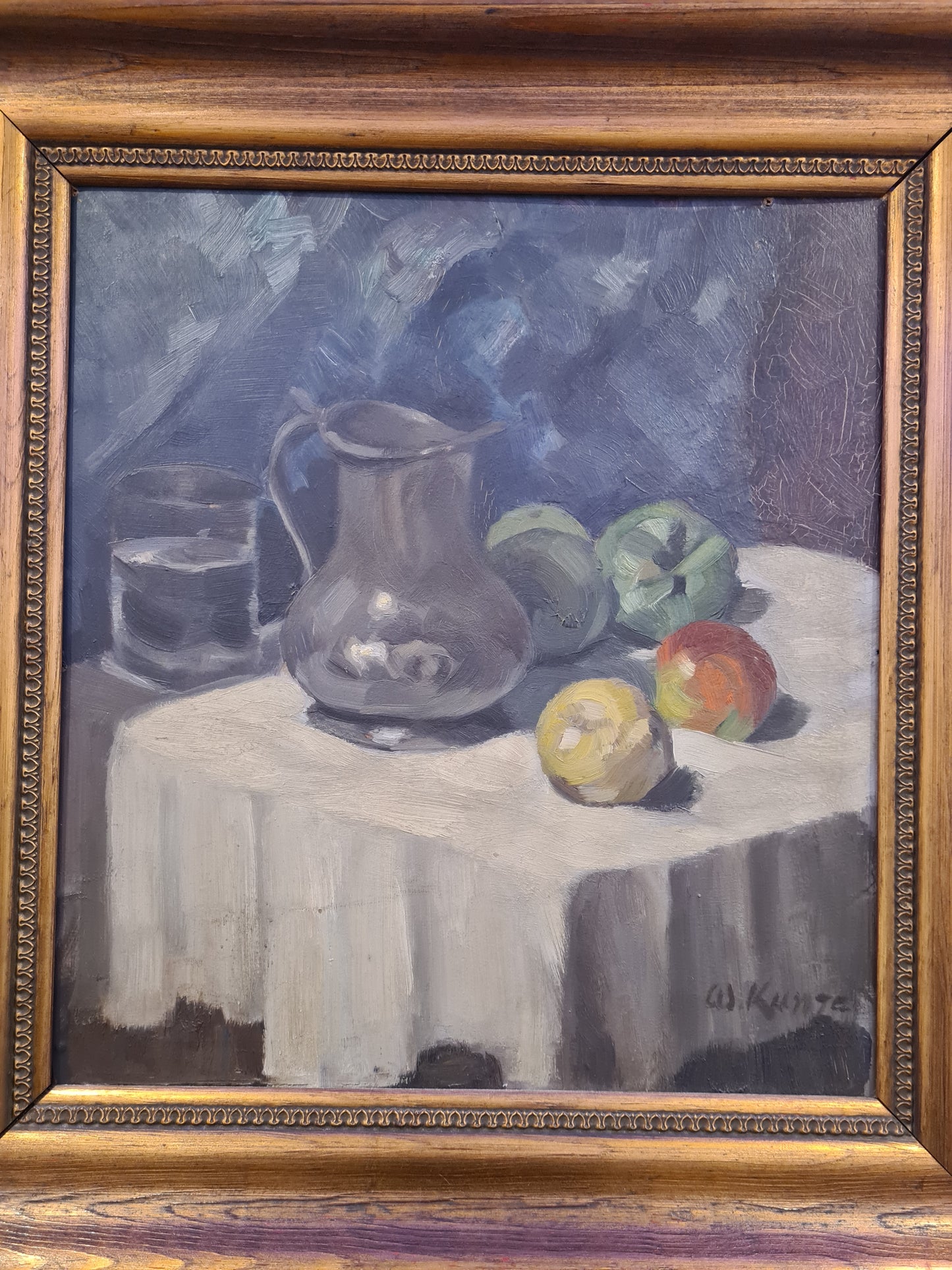 Ölgemälde Stillleben und Akt auf Holz Malerei Holzrahmen signiert 63x60cm