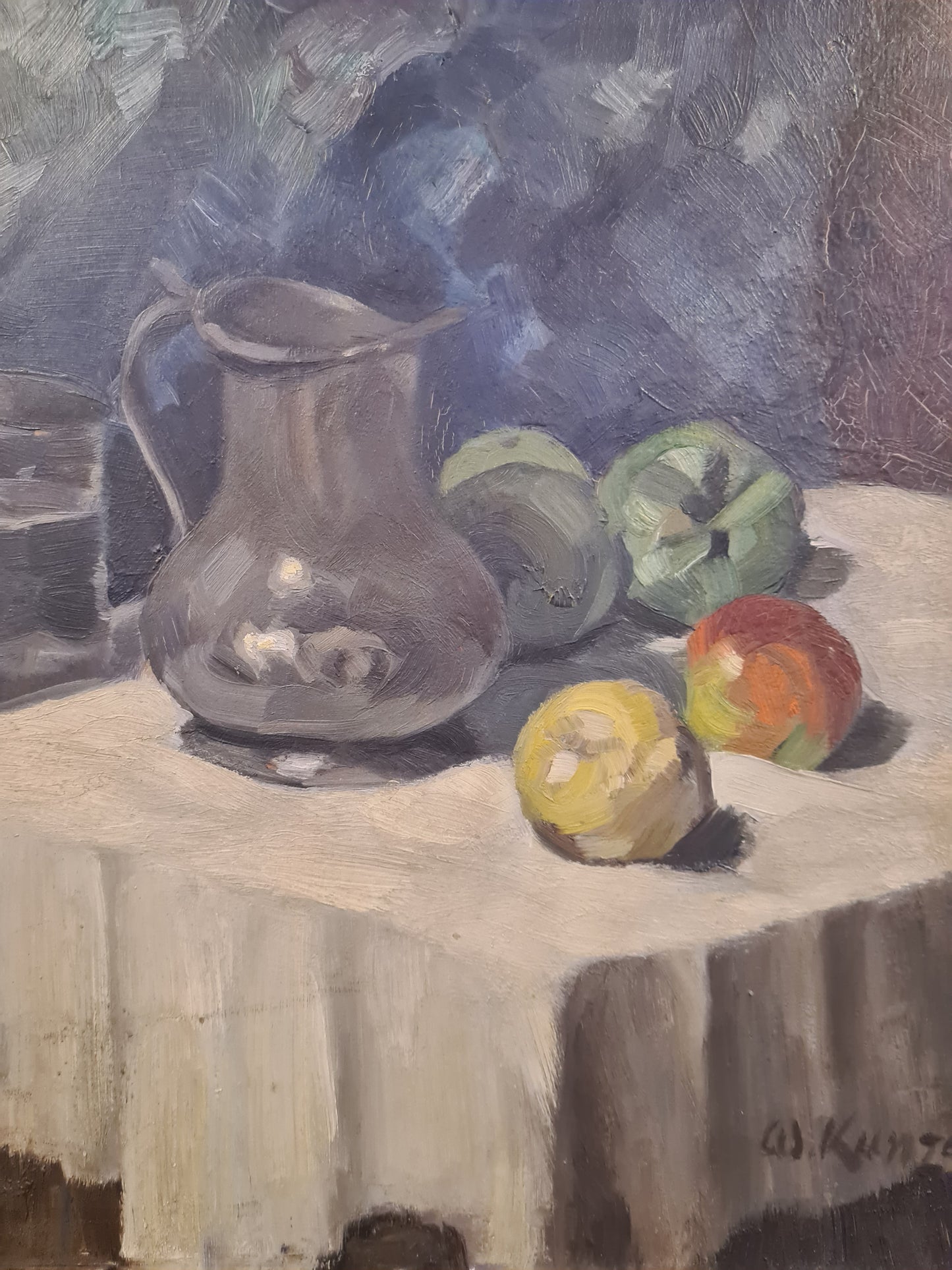 Ölgemälde Stillleben und Akt auf Holz Malerei Holzrahmen signiert 63x60cm