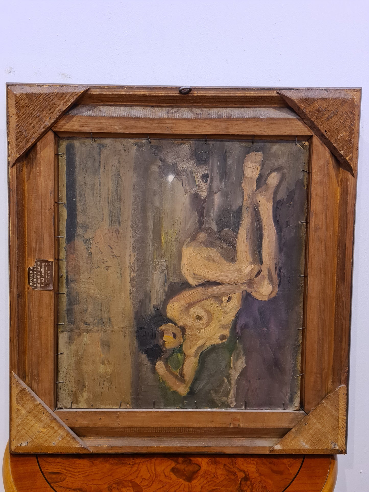 Ölgemälde Stillleben und Akt auf Holz Malerei Holzrahmen signiert 63x60cm