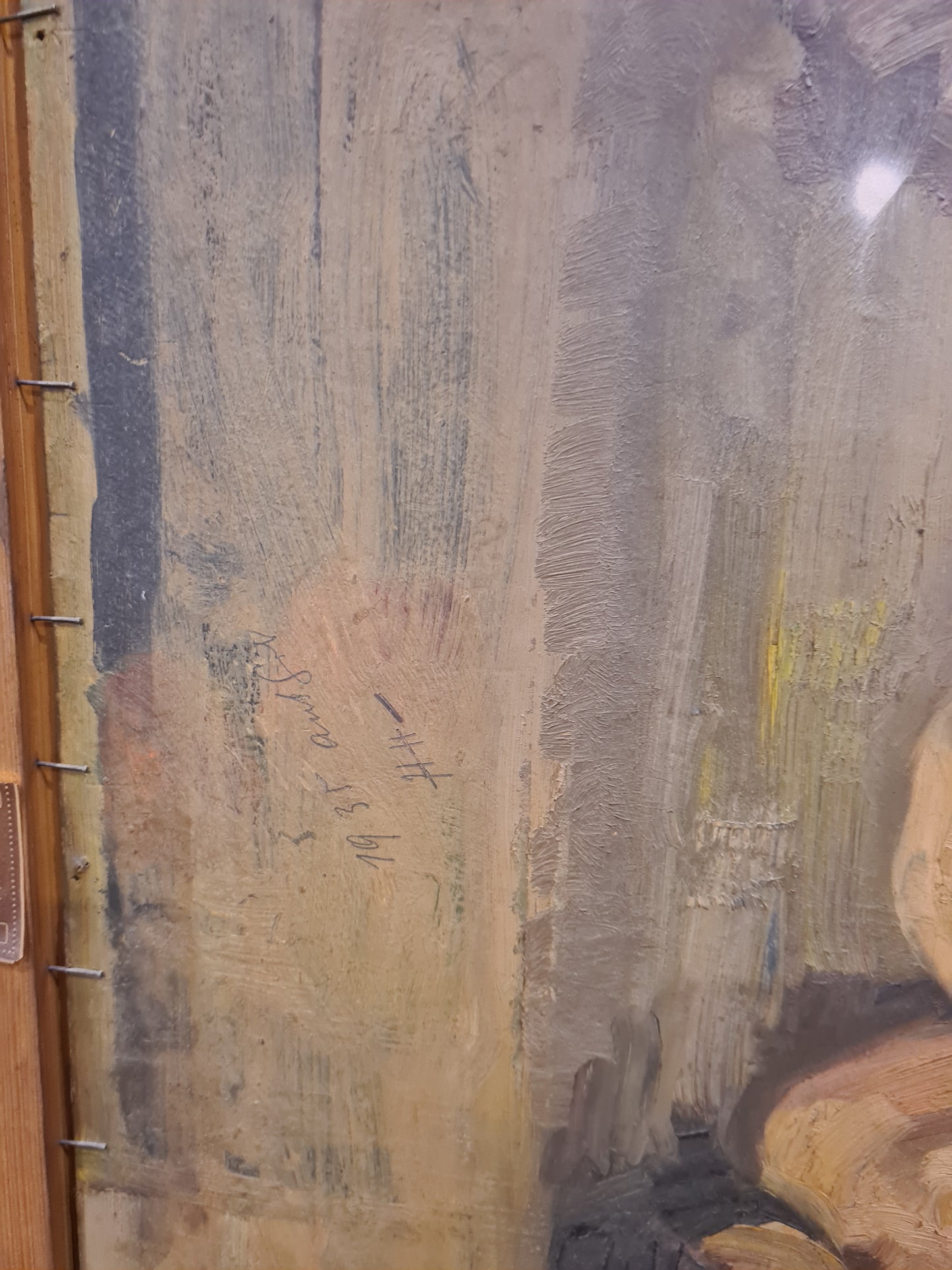 Ölgemälde Stillleben und Akt auf Holz Malerei Holzrahmen signiert 63x60cm