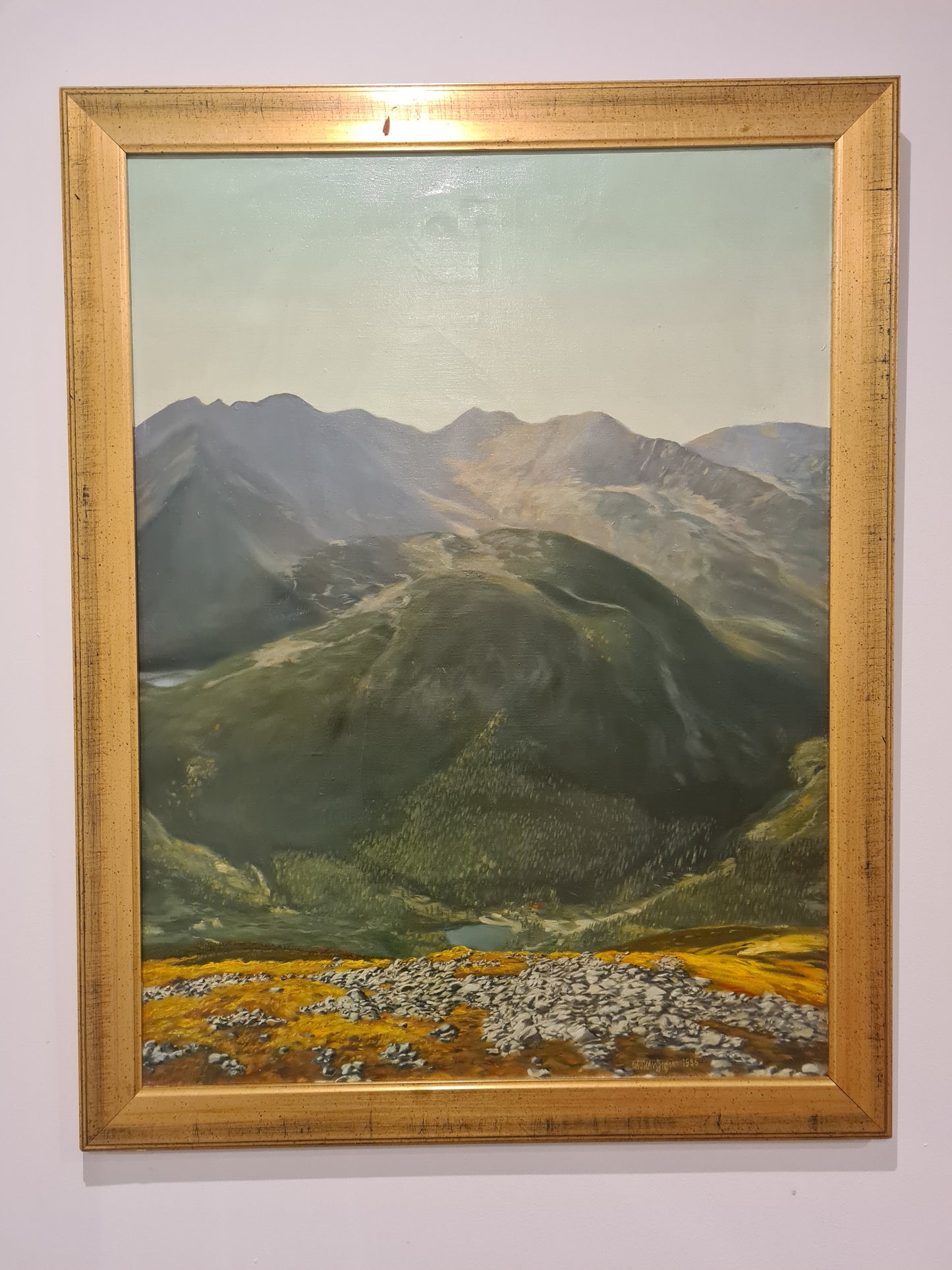 Ölgemälde Landschaftsmalerei Öl auf Leinwand signiert Holzrahmen Gold 90x70cm