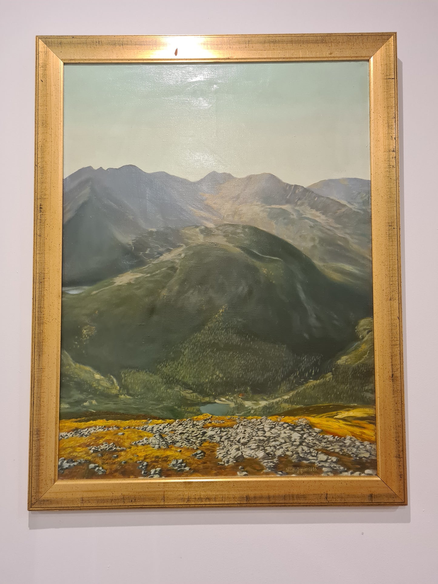 Ölgemälde Landschaftsmalerei Öl auf Leinwand signiert Holzrahmen Gold 90x70cm