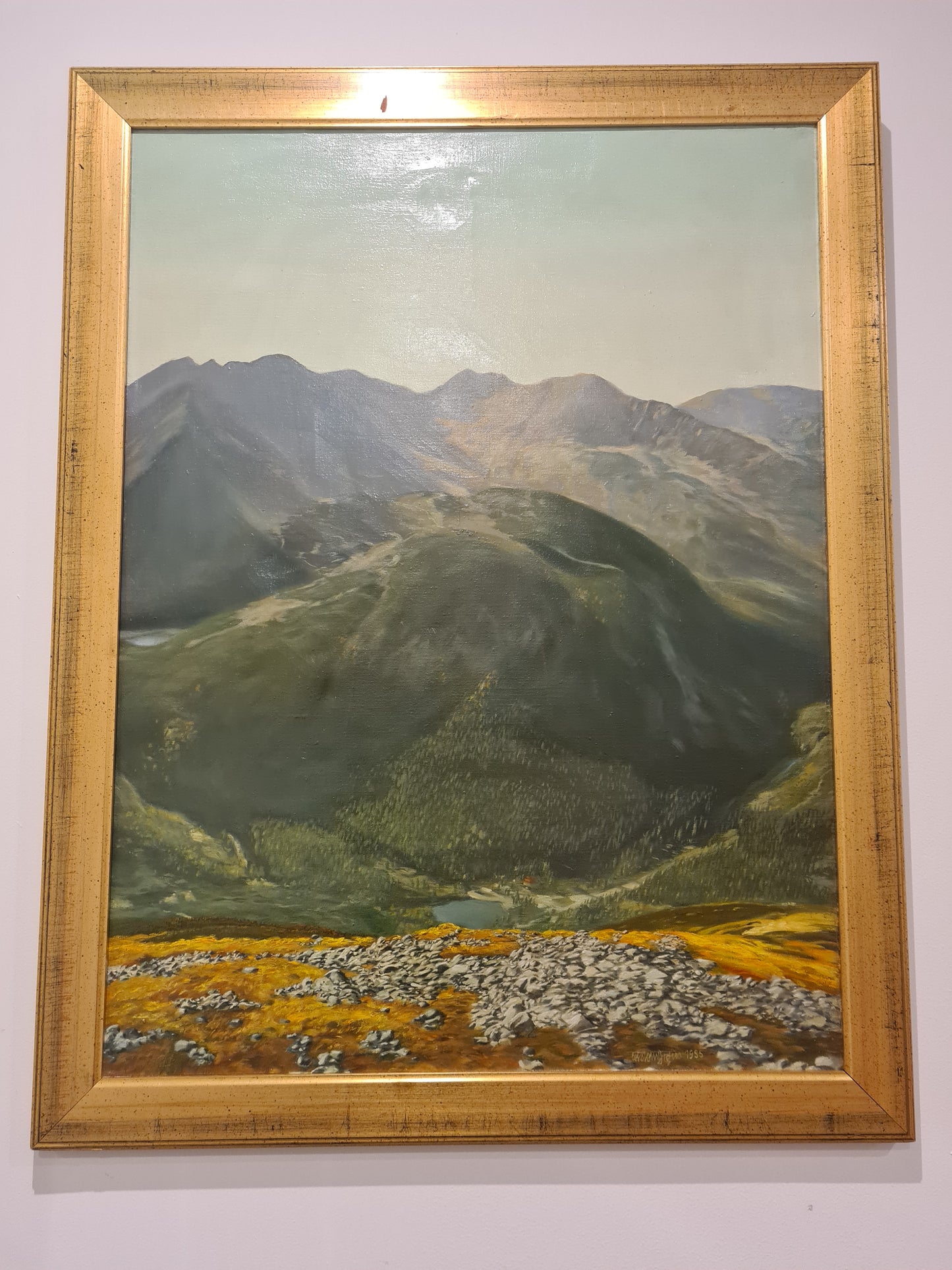 Ölgemälde Landschaftsmalerei Öl auf Leinwand signiert Holzrahmen Gold 90x70cm