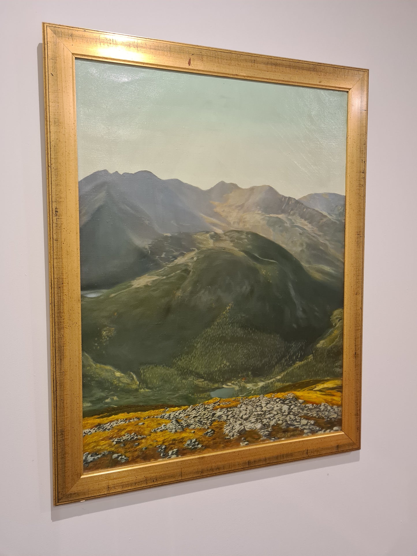Ölgemälde Landschaftsmalerei Öl auf Leinwand signiert Holzrahmen Gold 90x70cm