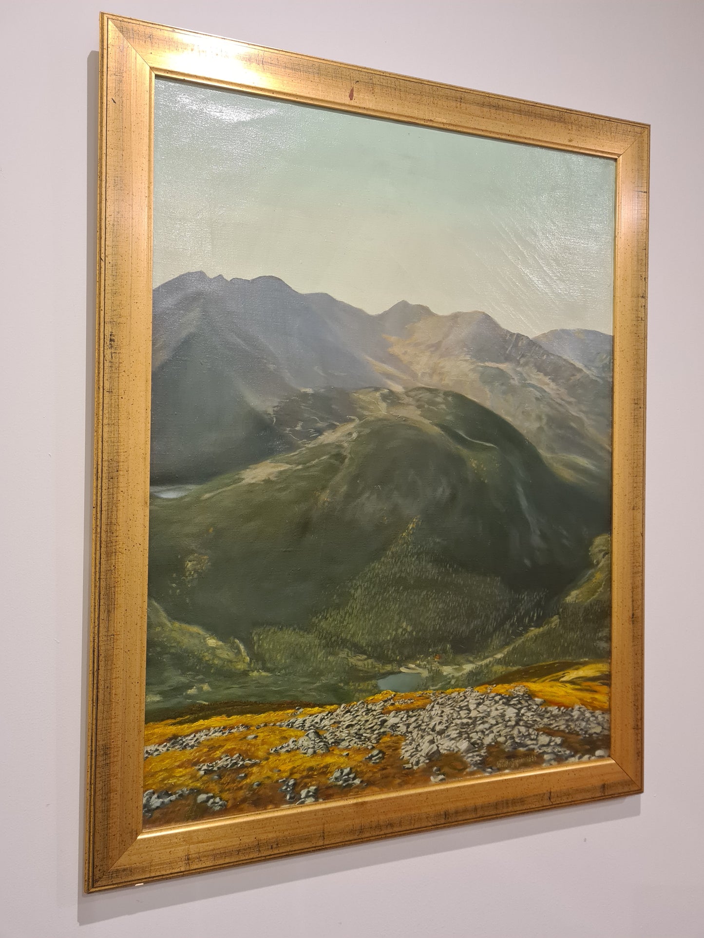 Ölgemälde Landschaftsmalerei Öl auf Leinwand signiert Holzrahmen Gold 90x70cm