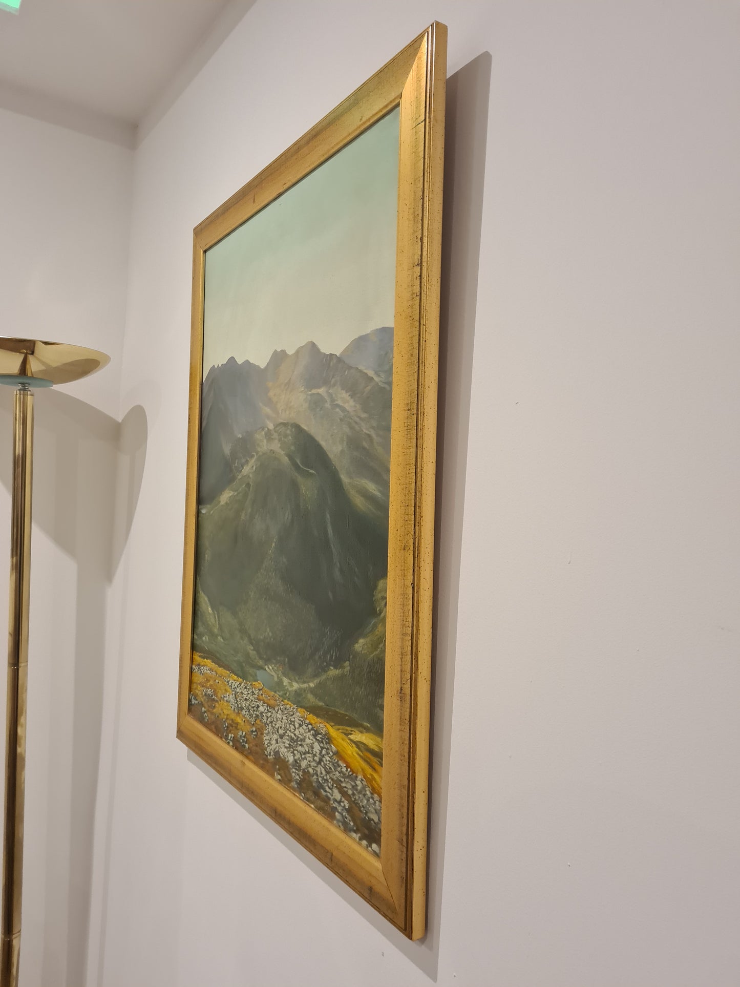 Ölgemälde Landschaftsmalerei Öl auf Leinwand signiert Holzrahmen Gold 90x70cm