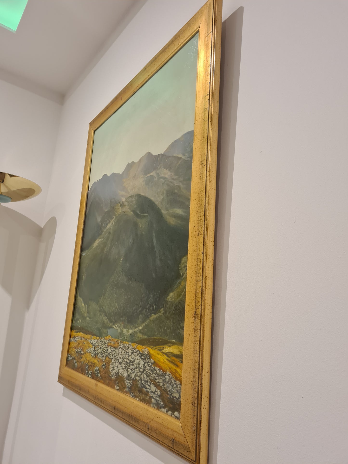 Ölgemälde Landschaftsmalerei Öl auf Leinwand signiert Holzrahmen Gold 90x70cm