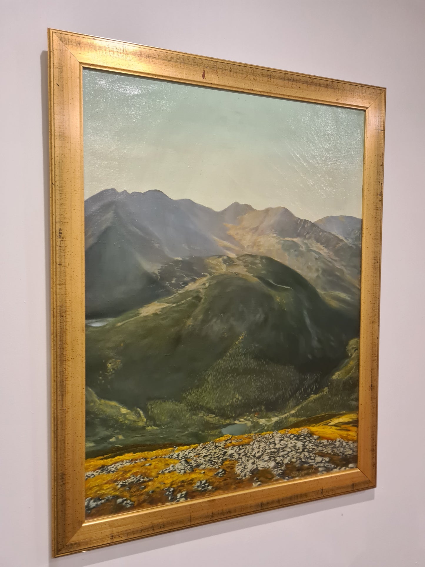 Ölgemälde Landschaftsmalerei Öl auf Leinwand signiert Holzrahmen Gold 90x70cm