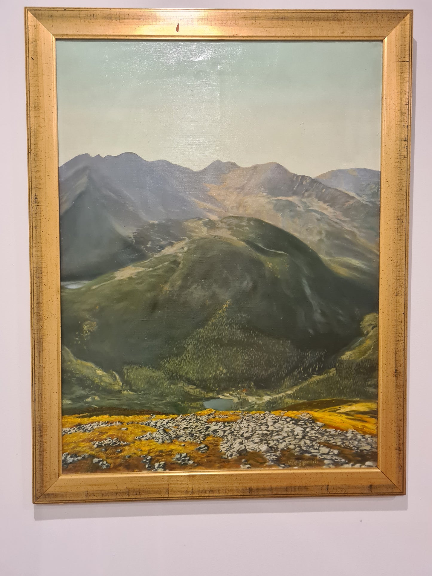 Ölgemälde Landschaftsmalerei Öl auf Leinwand signiert Holzrahmen Gold 90x70cm