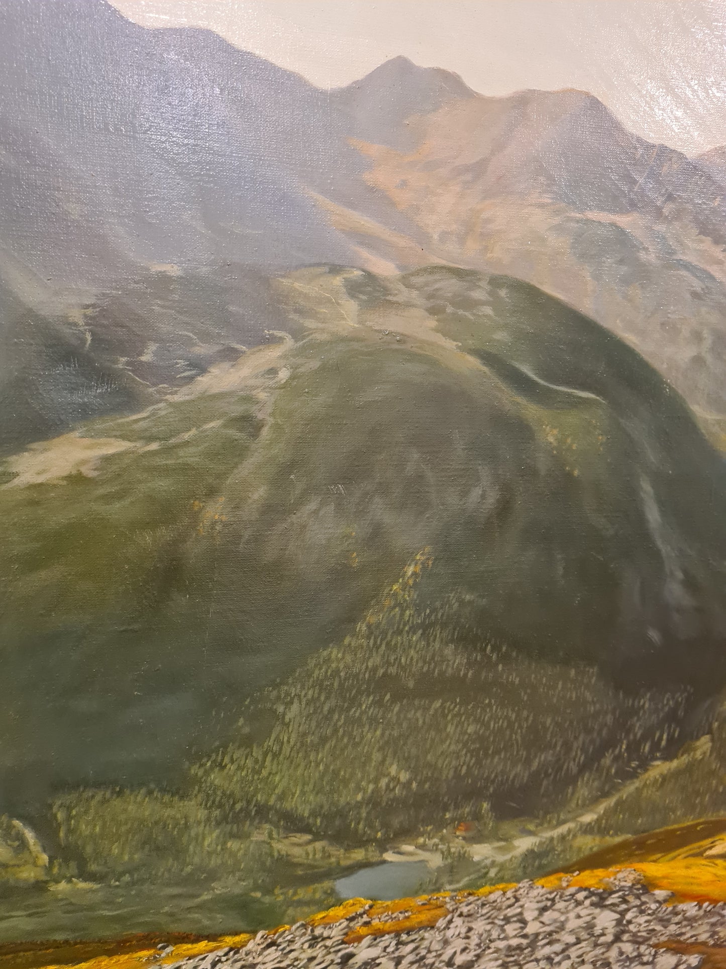 Ölgemälde Landschaftsmalerei Öl auf Leinwand signiert Holzrahmen Gold 90x70cm