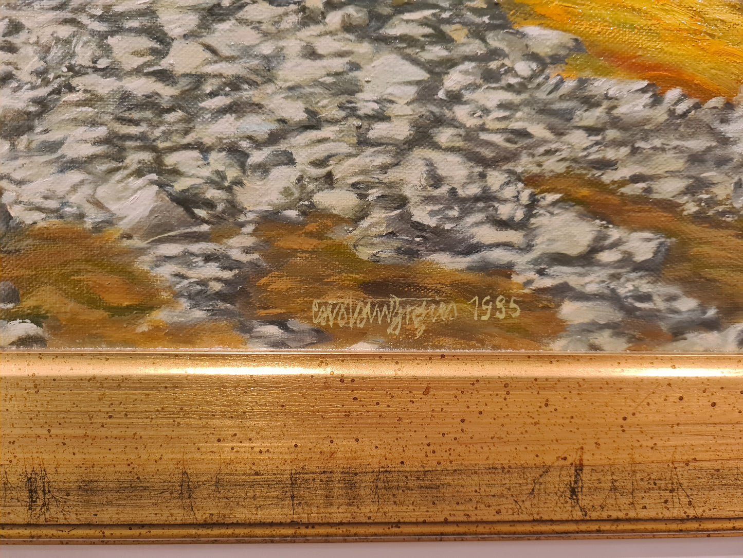 Ölgemälde Landschaftsmalerei Öl auf Leinwand signiert Holzrahmen Gold 90x70cm