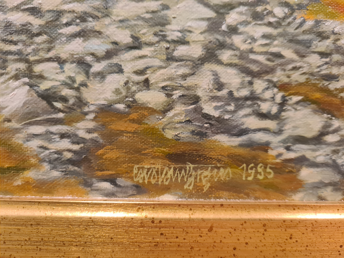 Ölgemälde Landschaftsmalerei Öl auf Leinwand signiert Holzrahmen Gold 90x70cm