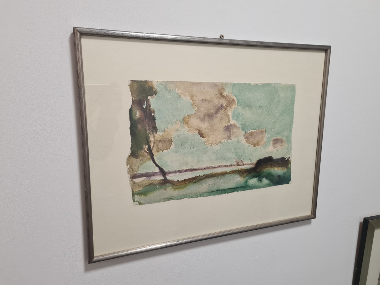 Aquarell Zeichnung signiert Gerahmt Papiermalerei 57x44cm