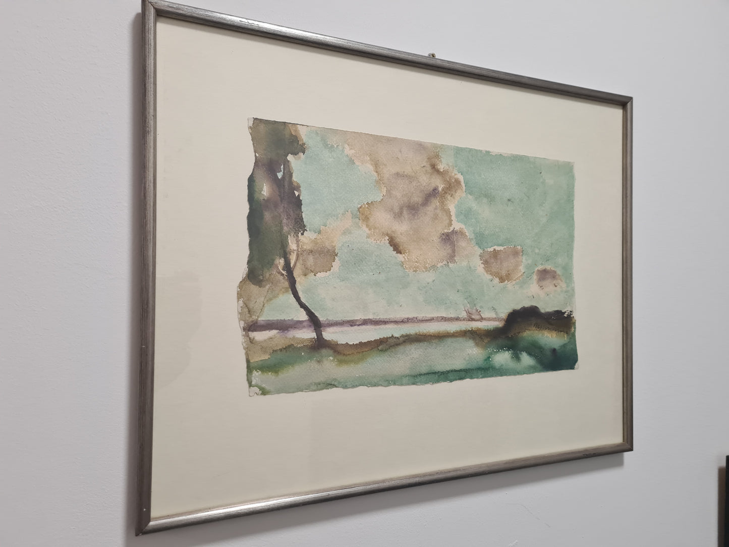 Aquarell Zeichnung signiert Gerahmt Papiermalerei 57x44cm