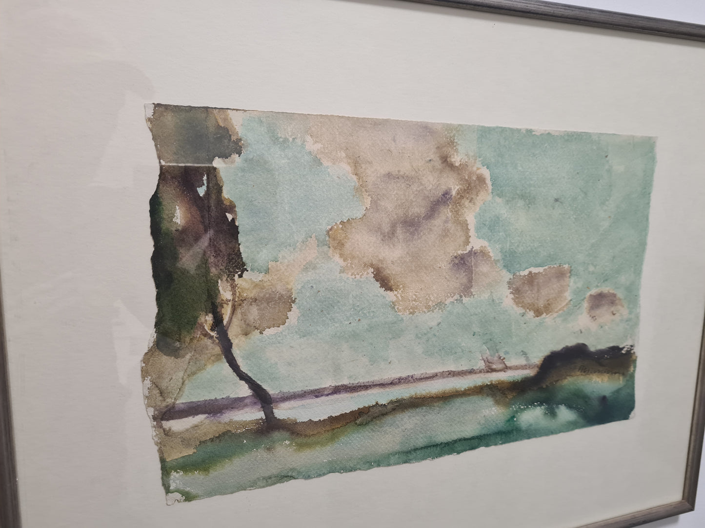 Aquarell Zeichnung signiert Gerahmt Papiermalerei 57x44cm