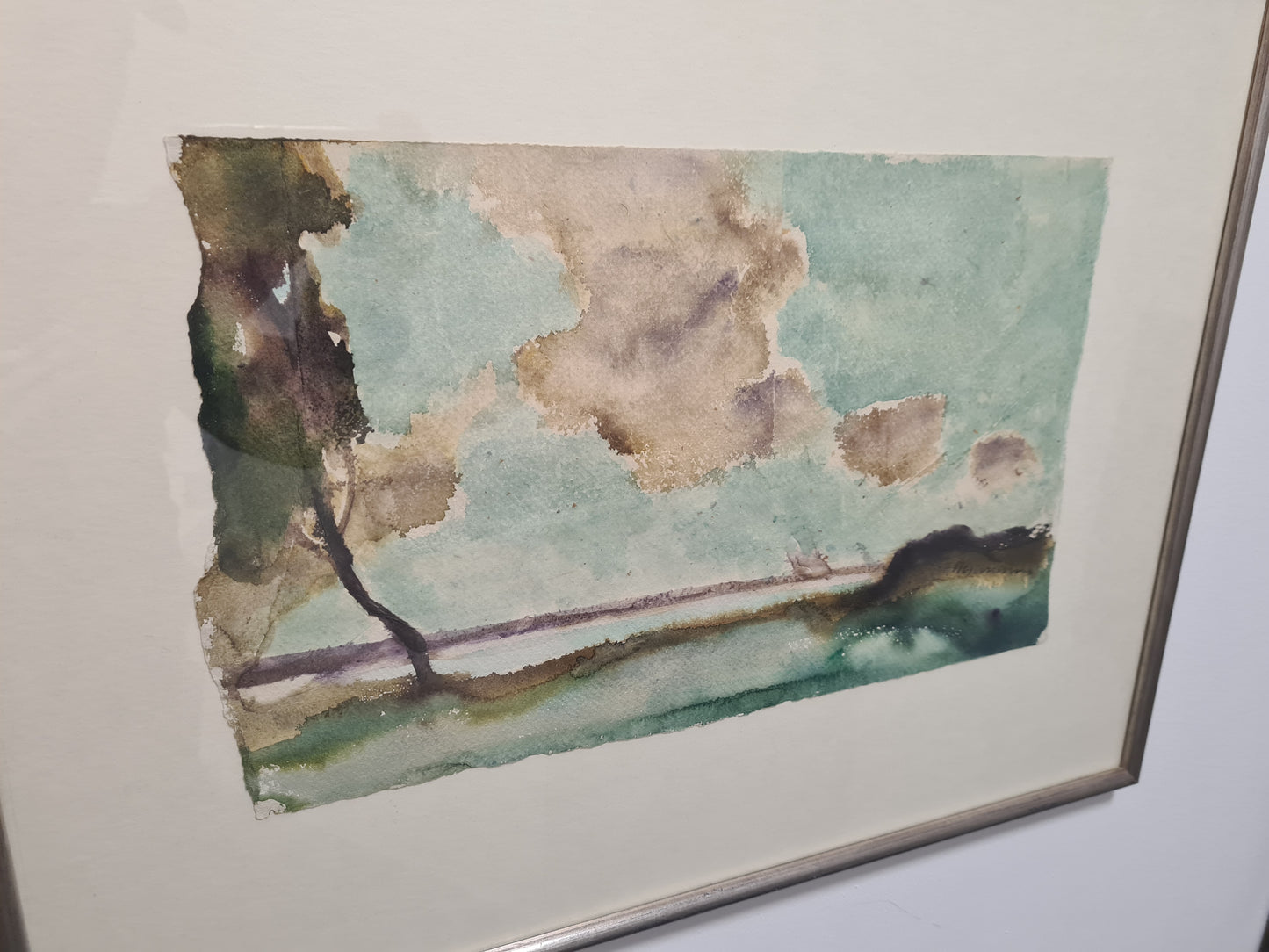 Aquarell Zeichnung signiert Gerahmt Papiermalerei 57x44cm