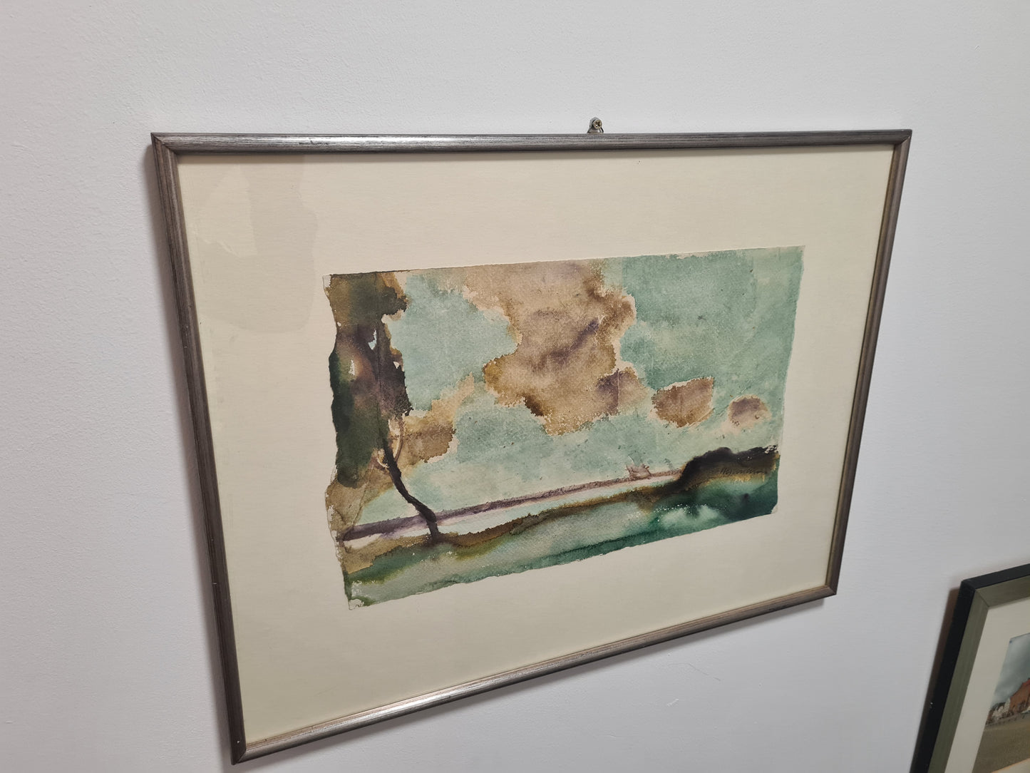 Aquarell Zeichnung signiert Gerahmt Papiermalerei 57x44cm