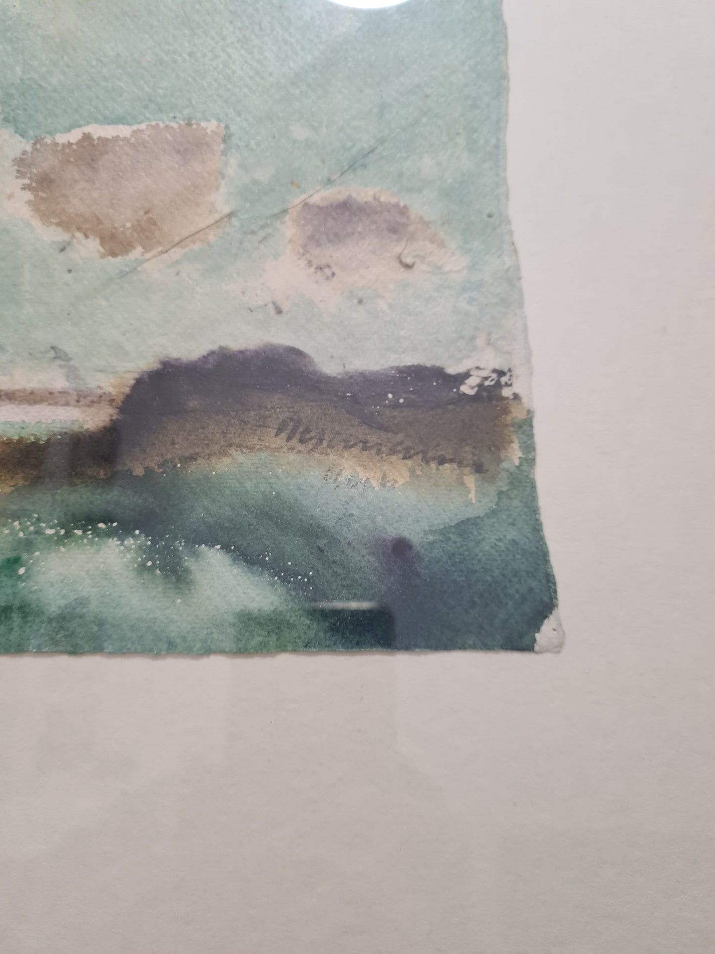 Aquarell Zeichnung signiert Gerahmt Papiermalerei 57x44cm