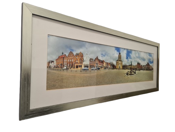 Panorama Foto Stadtansicht Husum Fotografie gerahmt 105x40cm