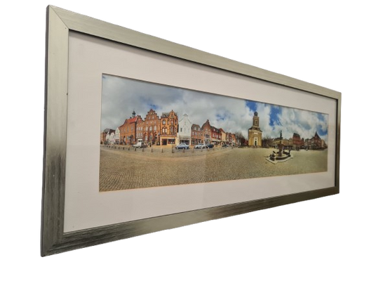 Panorama Foto Stadtansicht Husum Fotografie gerahmt 105x40cm