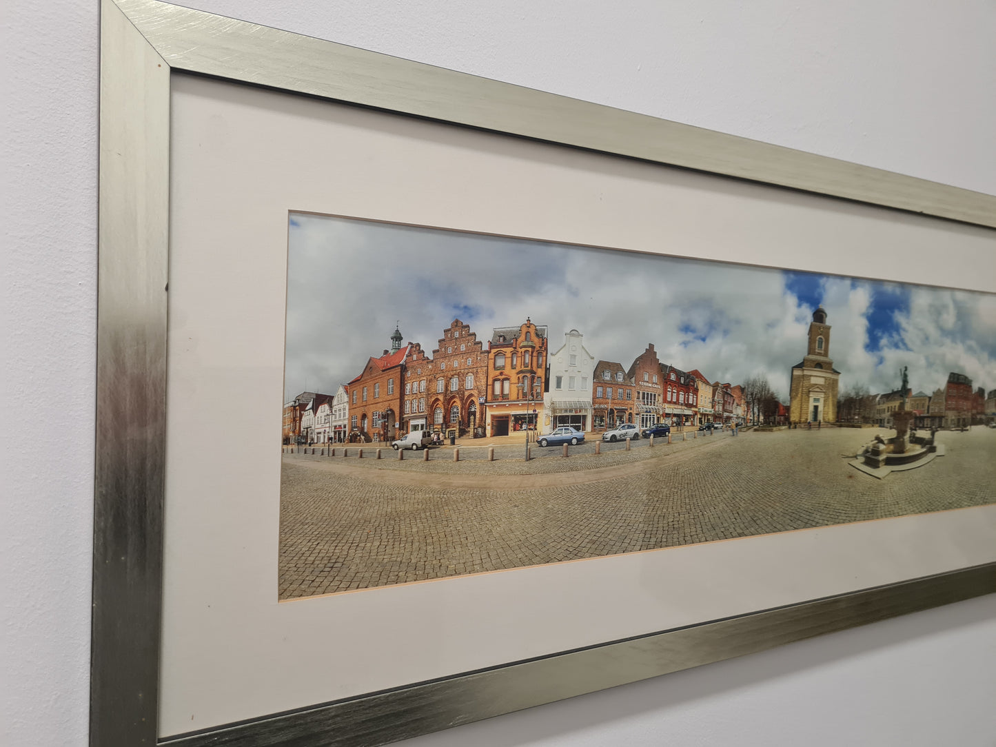 Panorama Foto Stadtansicht Husum Fotografie gerahmt 105x40cm