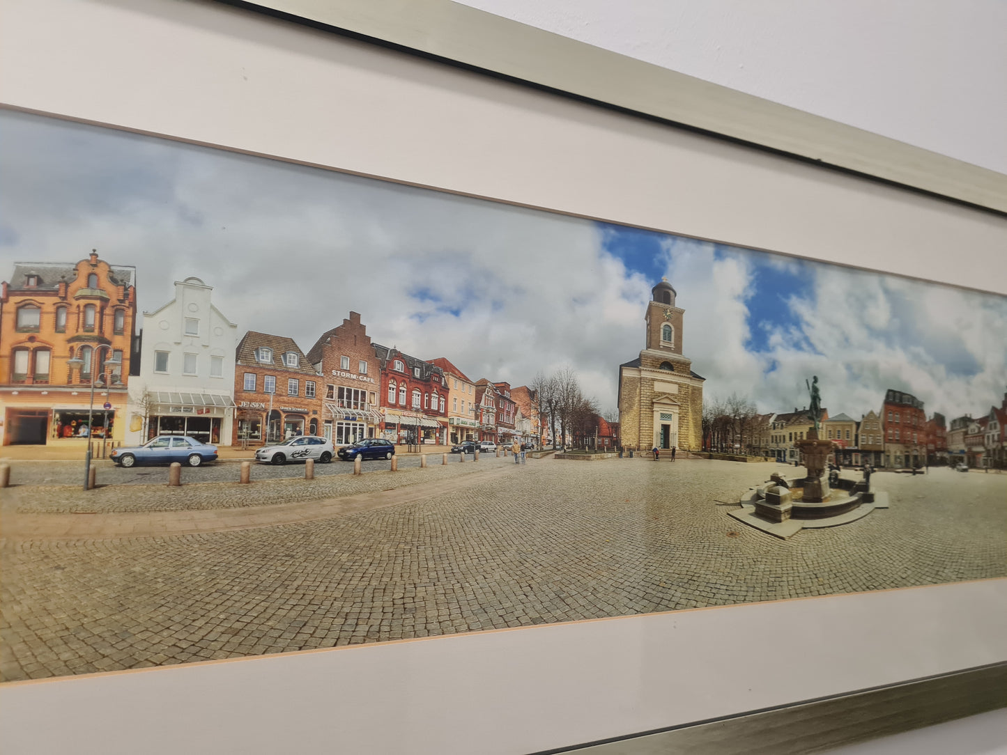 Panorama Foto Stadtansicht Husum Fotografie gerahmt 105x40cm