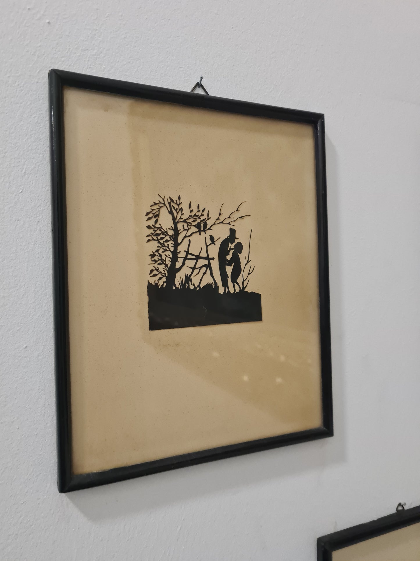 5 Stück Art Deco Scherenschnitt im Holzrahmen 22x18cm