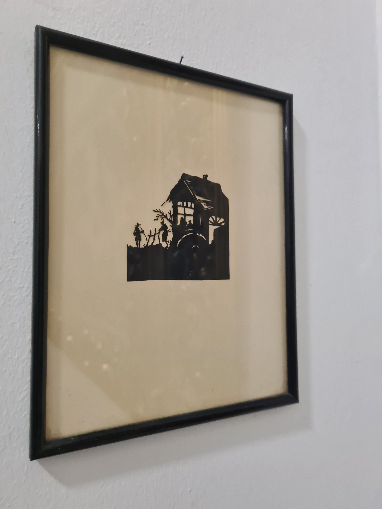 5 Stück Art Deco Scherenschnitt im Holzrahmen 22x18cm