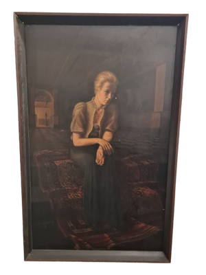 Otto MULSOW (1902-1973) Großes Ölgemälde Frau im Abendkleid im Interieur