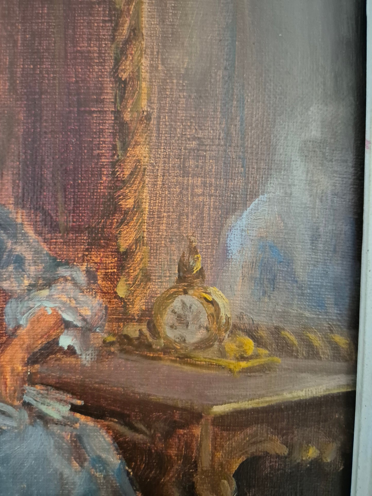 Prof Arthur Müller (XX) Ölgemälde Rokoko Saal mit Ballerina 65x55cm