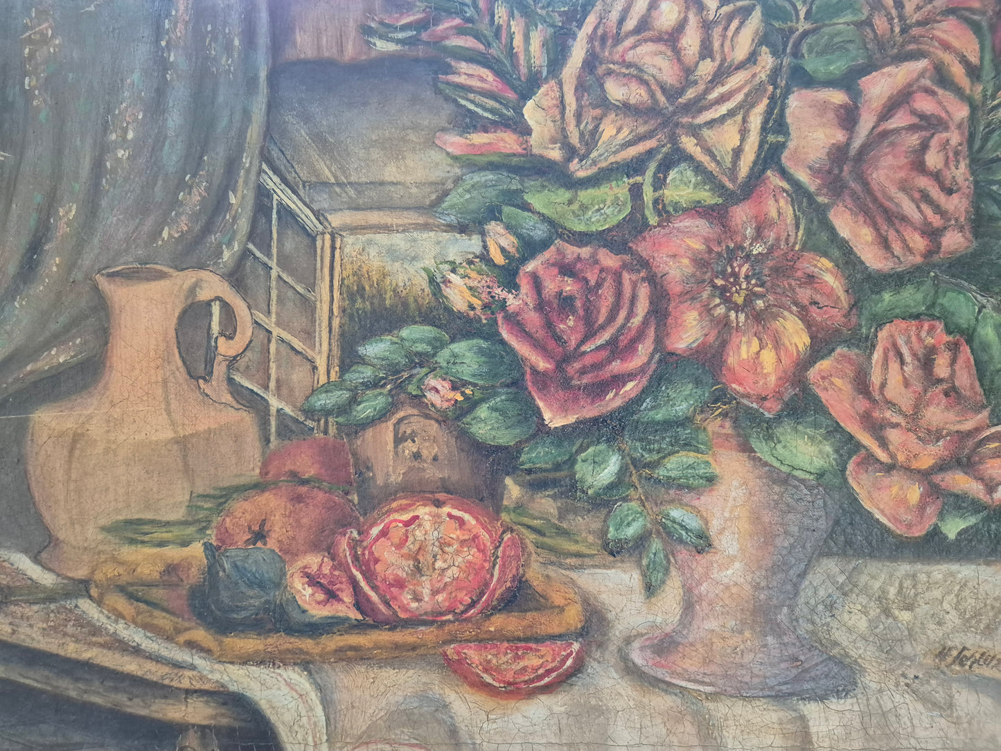 Deutsche Schule (XIX-XX) Ölgemälde Handsigniert Stillleben Moderne 40x60