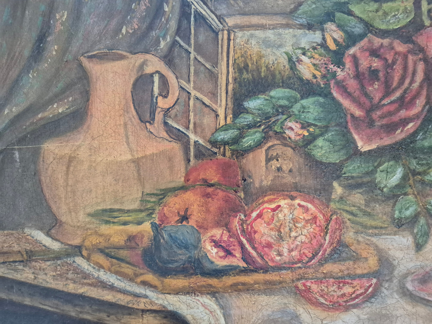 Deutsche Schule (XIX-XX) Ölgemälde Handsigniert Stillleben Moderne 40x60