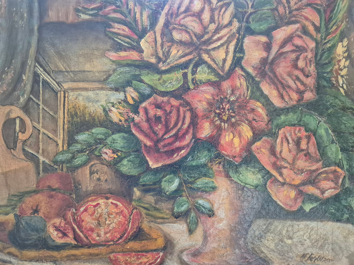 Deutsche Schule (XIX-XX) Ölgemälde Handsigniert Stillleben Moderne 40x60