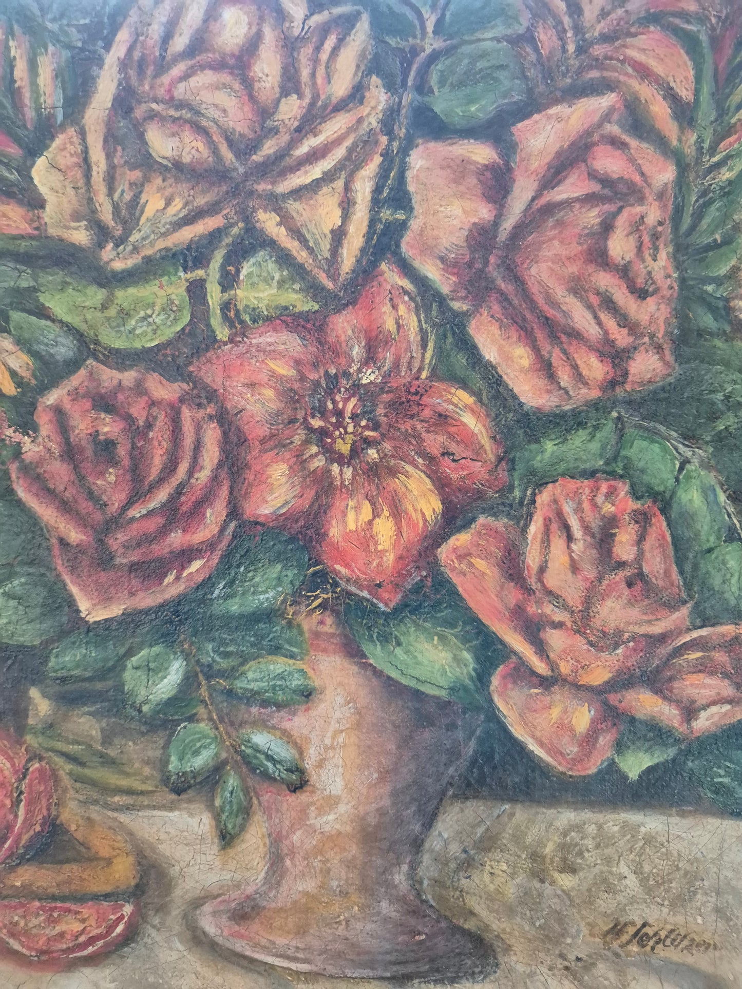 Deutsche Schule (XIX-XX) Ölgemälde Handsigniert Stillleben Moderne 40x60