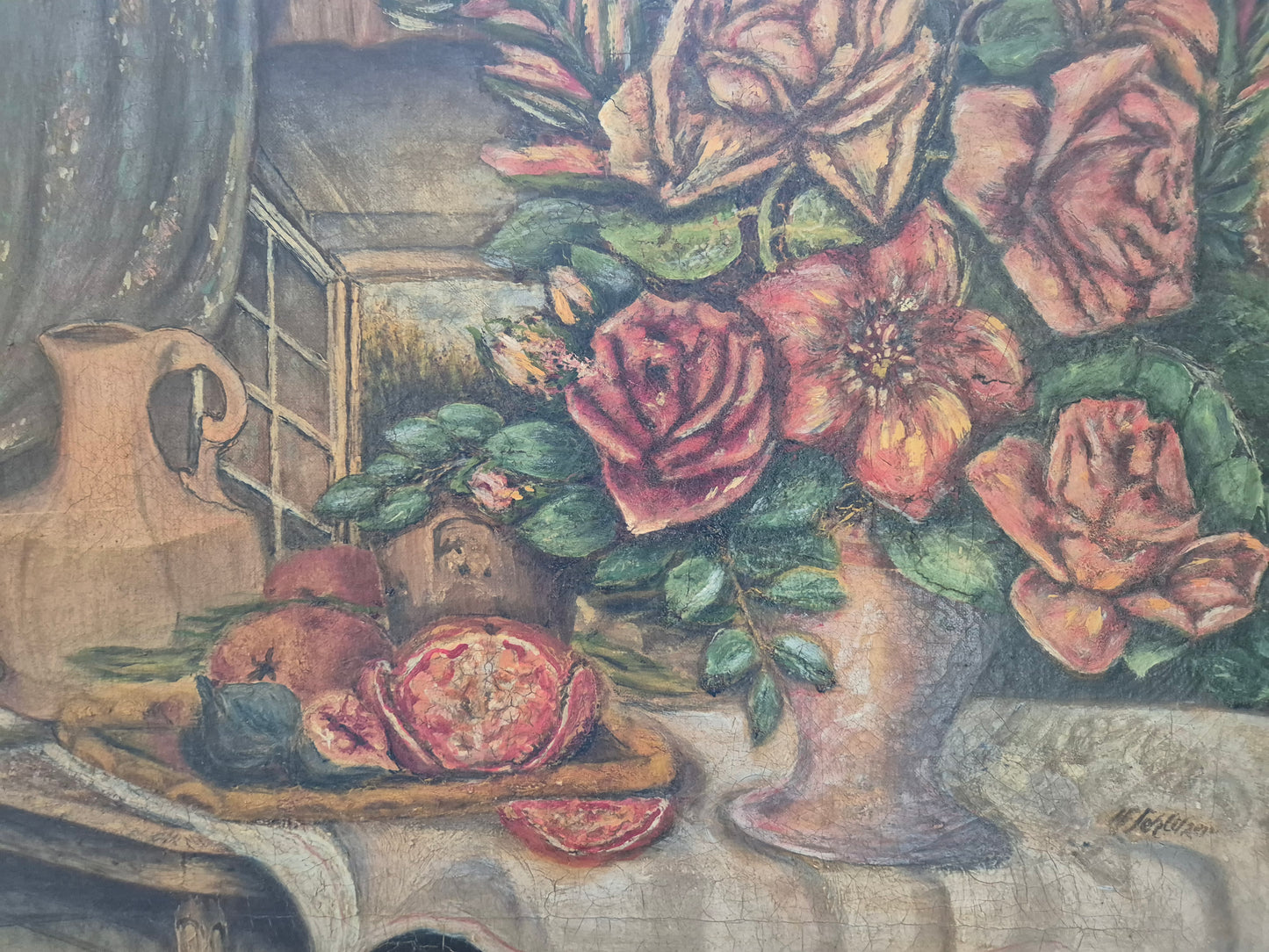 Deutsche Schule (XIX-XX) Ölgemälde Handsigniert Stillleben Moderne 40x60