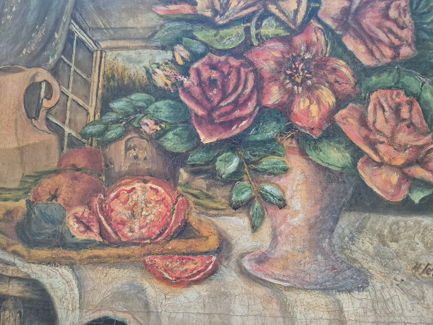 Deutsche Schule (XIX-XX) Ölgemälde Handsigniert Stillleben Moderne 40x60