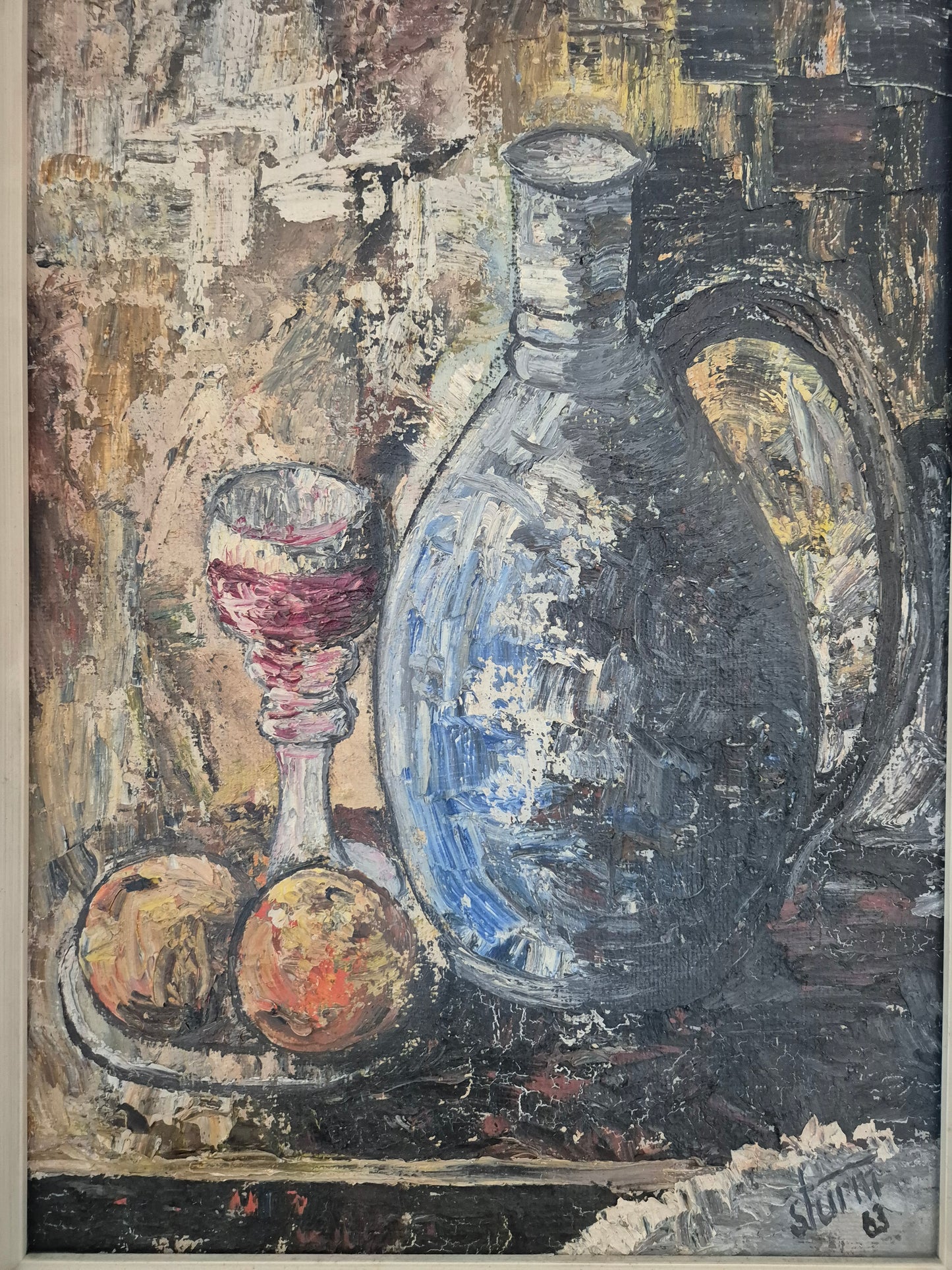 Sturm (XX) Ölgemälde Stillleben Moderne Malerei Handsigniert Datiert 1963