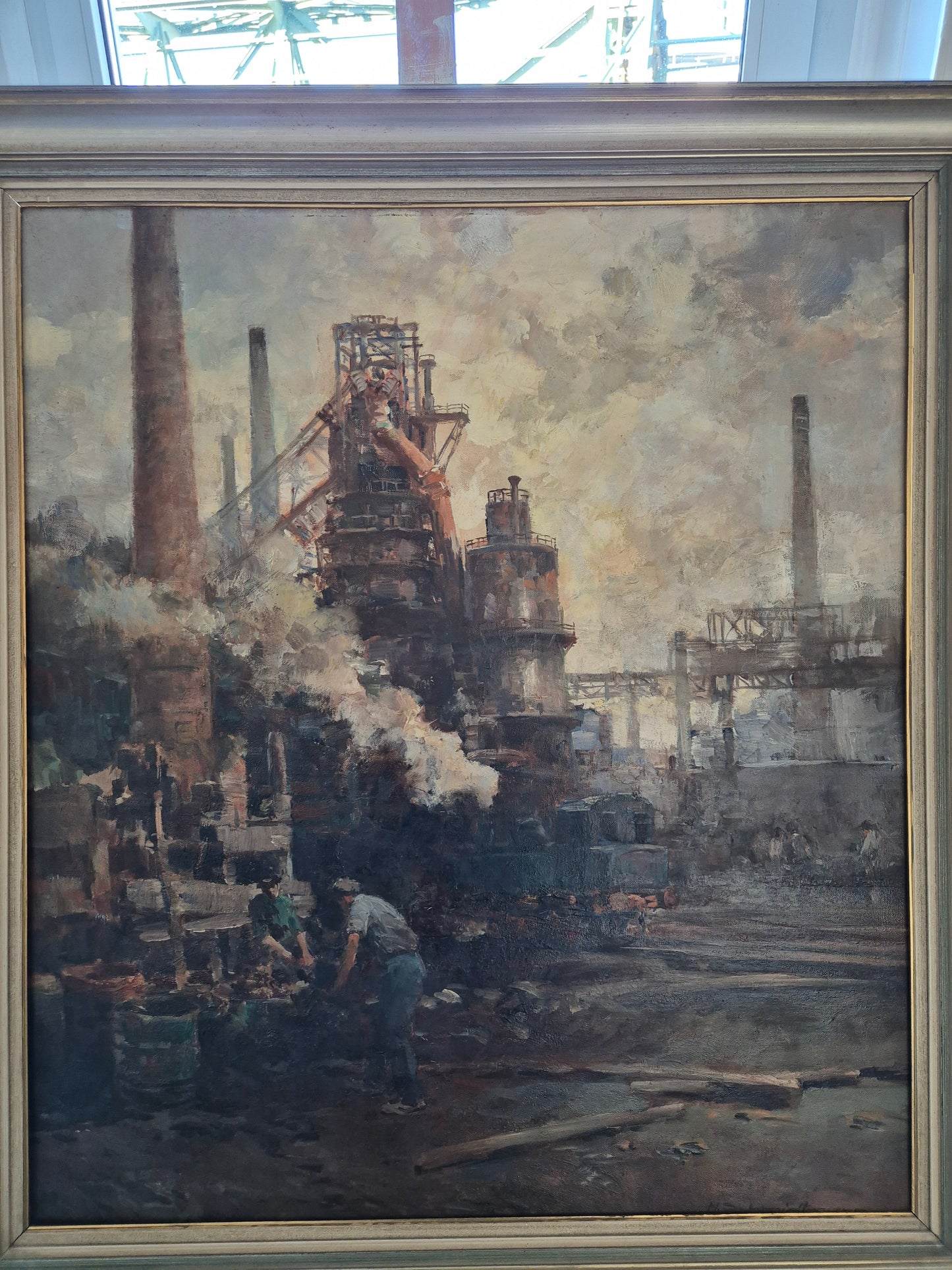 Hermann Schmidtmann (1841-1919) Ölgemälde Industrieanlage Hochofen