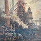 Hermann Schmidtmann (1841-1919) Ölgemälde Industrieanlage Hochofen