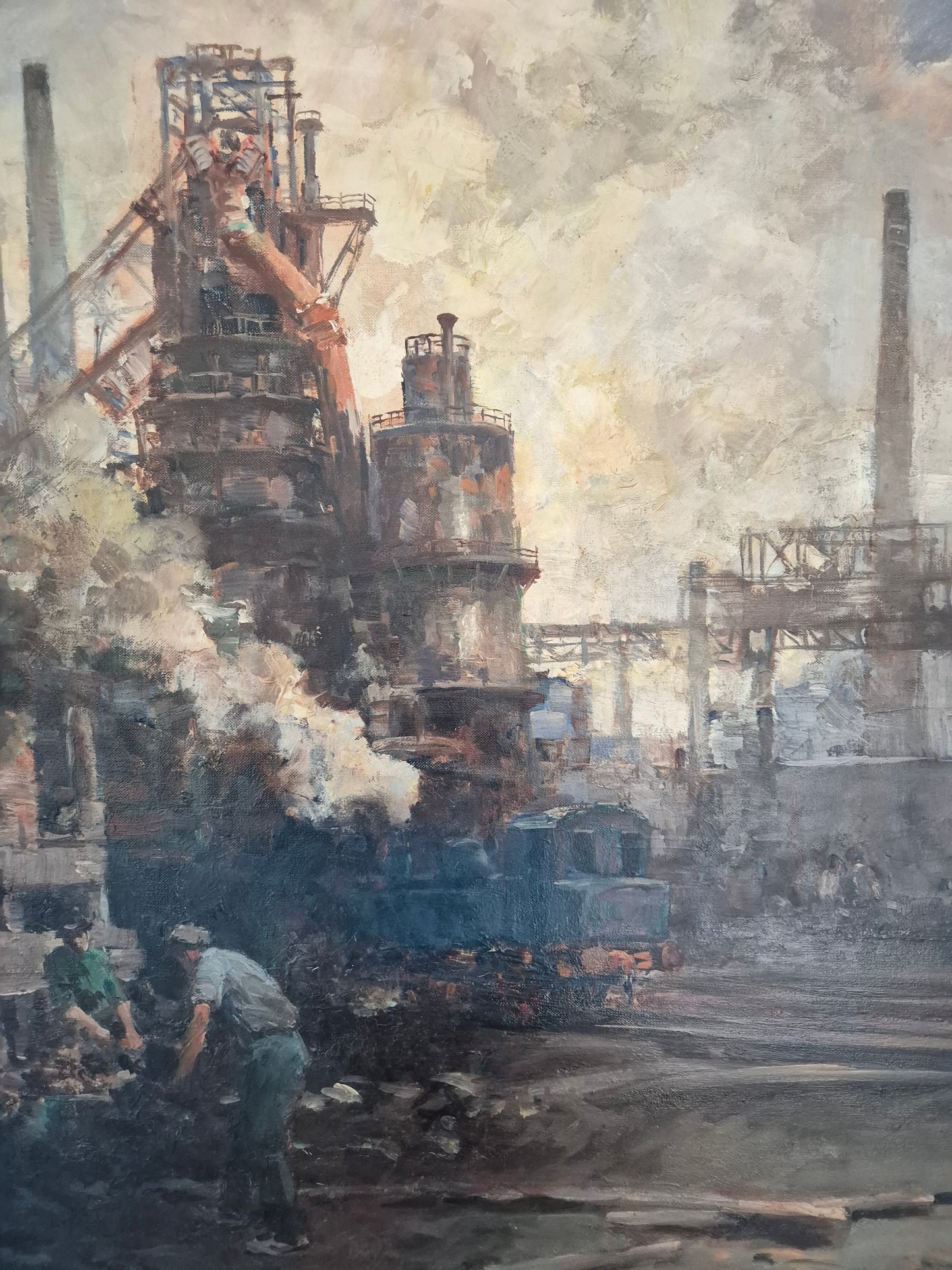 Hermann Schmidtmann (1841-1919) Ölgemälde Industrieanlage Hochofen