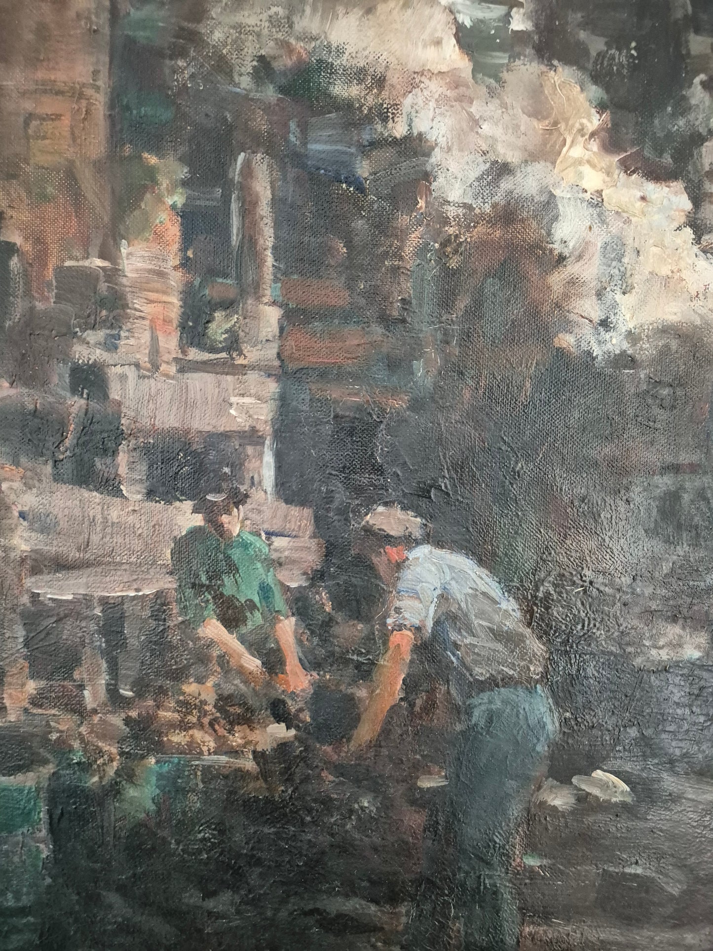 Hermann Schmidtmann (1841-1919) Ölgemälde Industrieanlage Hochofen