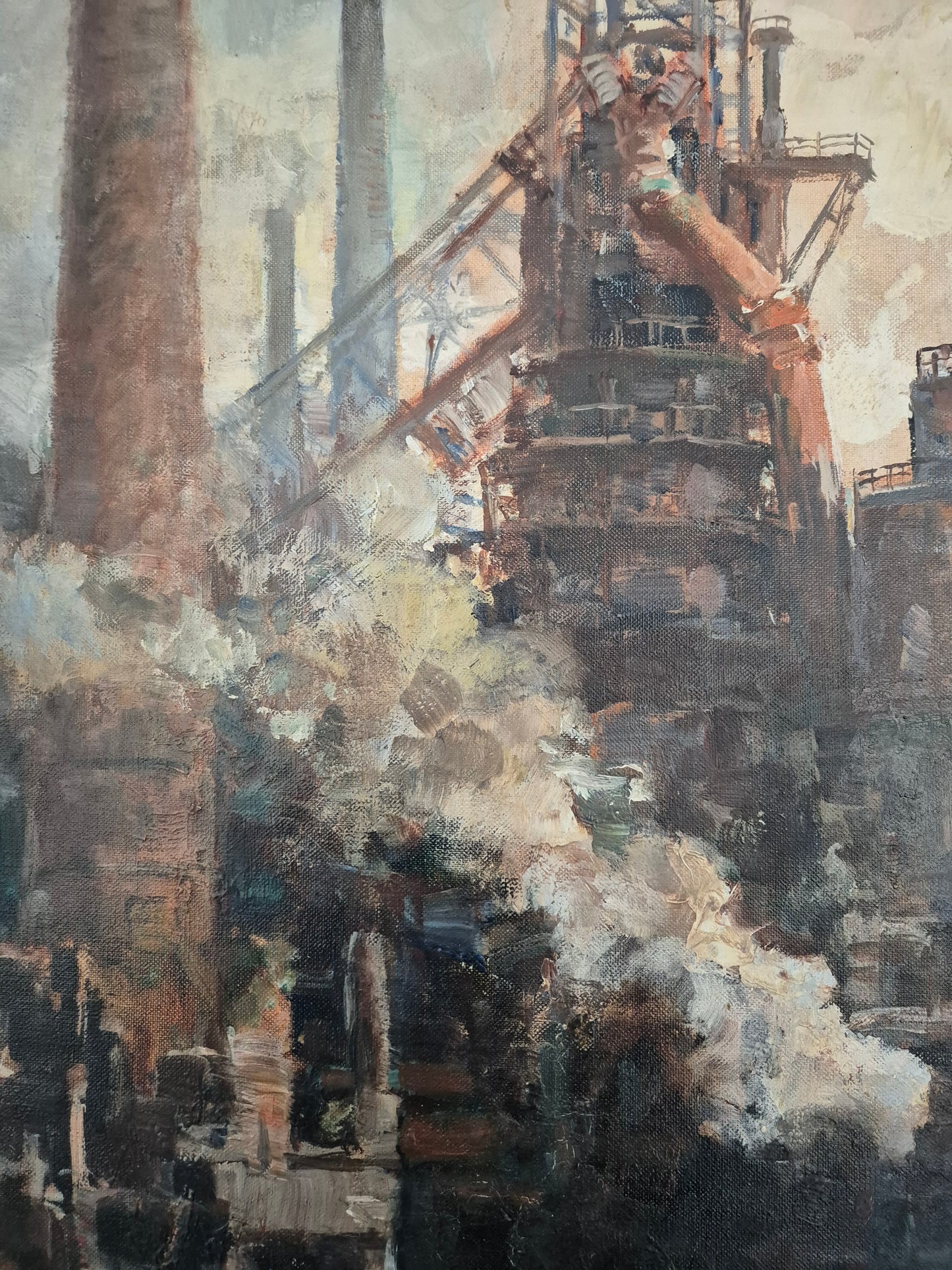 Hermann Schmidtmann (1841-1919) Ölgemälde Industrieanlage Hochofen