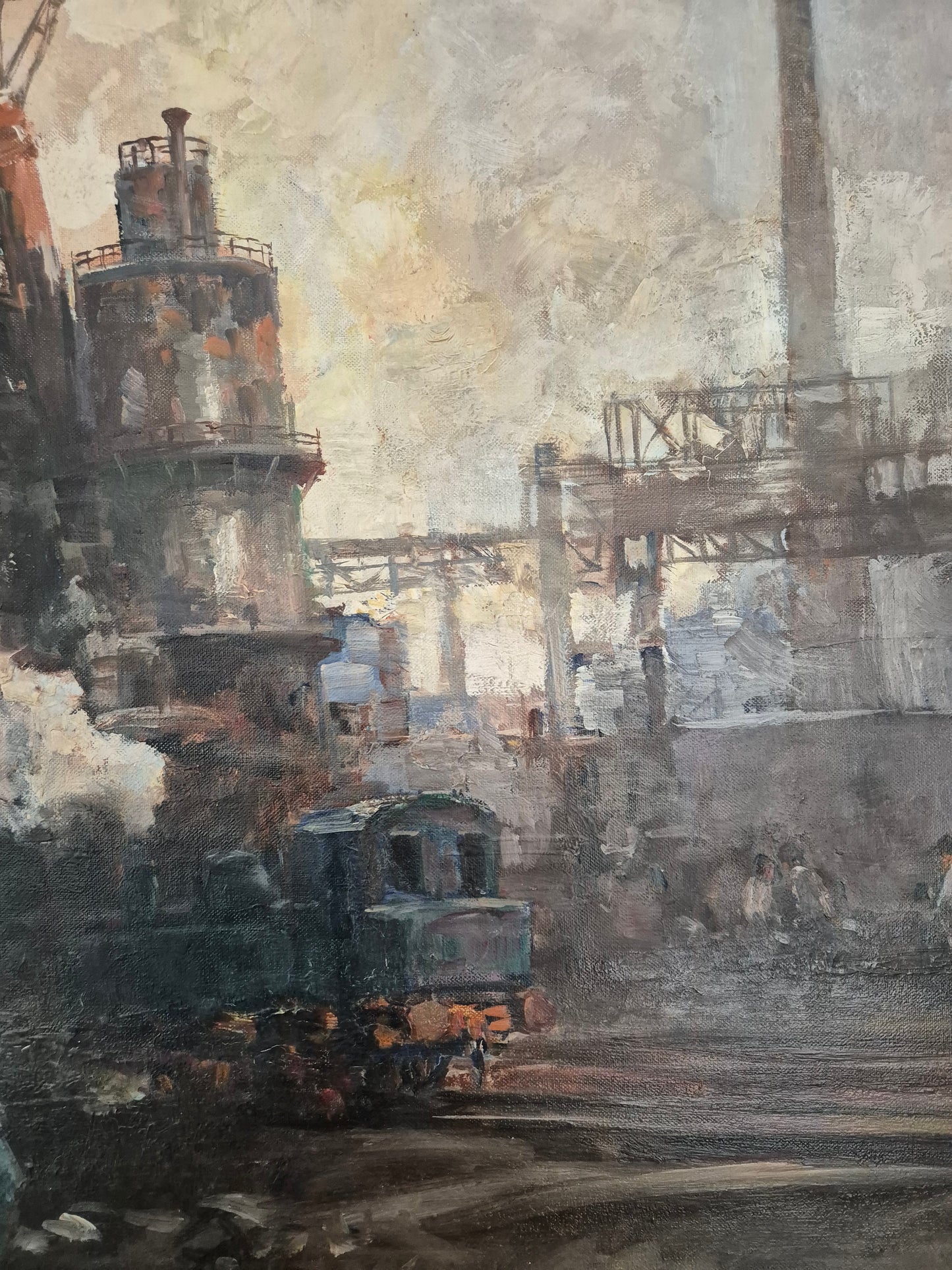 Hermann Schmidtmann (1841-1919) Ölgemälde Industrieanlage Hochofen